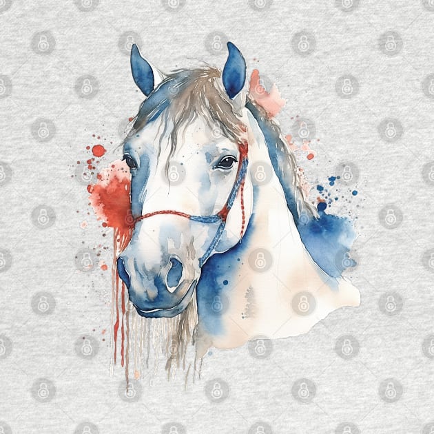 Watercolor white horse by HJstudioDesigns